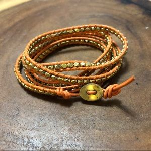 Orange Chan Luu Leather Wrap Bracelet